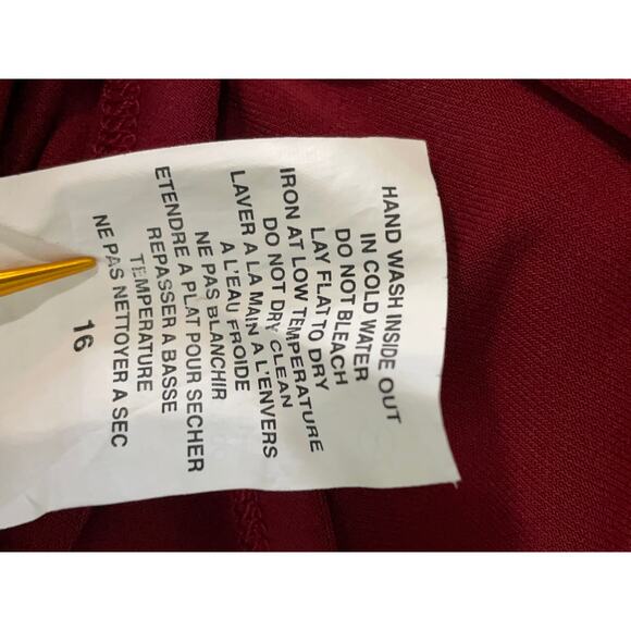 Sympli Burgundy Laser Cut Mock Neck Long Sleeve Pullover Tunic Size 12 - Picture 11 of 11